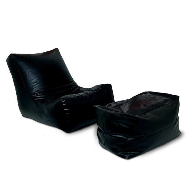 Mollismoons Leather bean bag lounger bean bag with footrest without beans bean bag cover