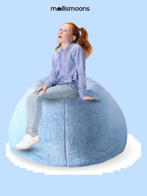 Fur Bean bag Chair Luxury & Cozy Bean bag Premium Best For Adults & kids Round & teardrop Shape (XXXL size/Washable/sky bluecolor)