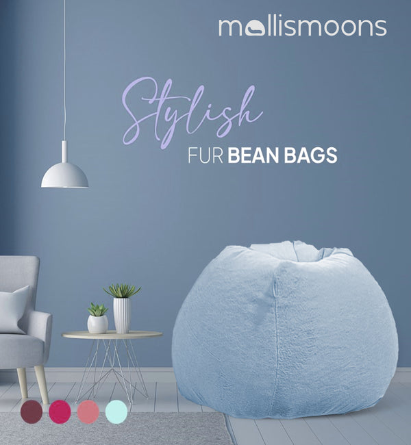 Fur Bean bag Chair Luxury & Cozy Bean bag Premium Best For Adults & kids Round & teardrop Shape (XXXL size/Washable/sky bluecolor)